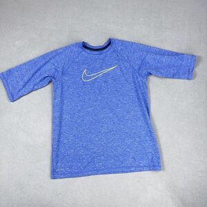 Nike Shirt Youth XL Blue Dri-FIT Short Sleeve UPF 40+ Training Top Swoosh Logo